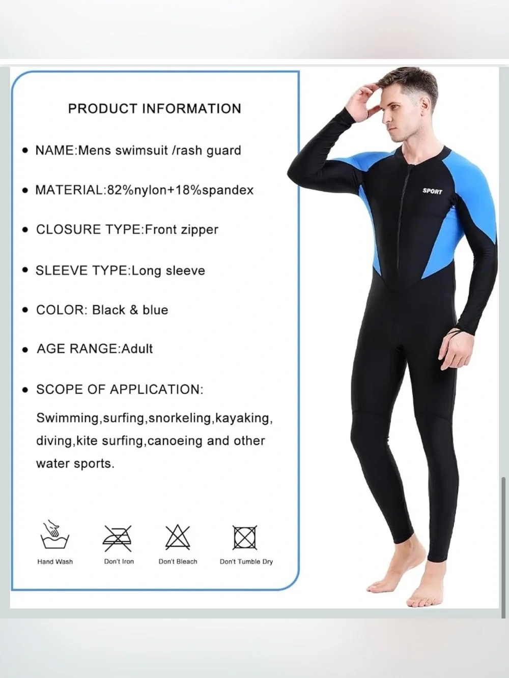 Dive Skins unisex Suit Thin Full Body Swimsuit for Surfing Swim 2XL. 2436/bb11-1